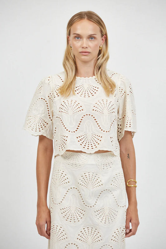 a. ren                                                                                                          Cannes Eyelet Top