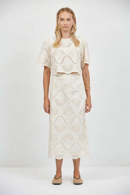 a. ren                                                                                                           Cannes Eyelet Skirt